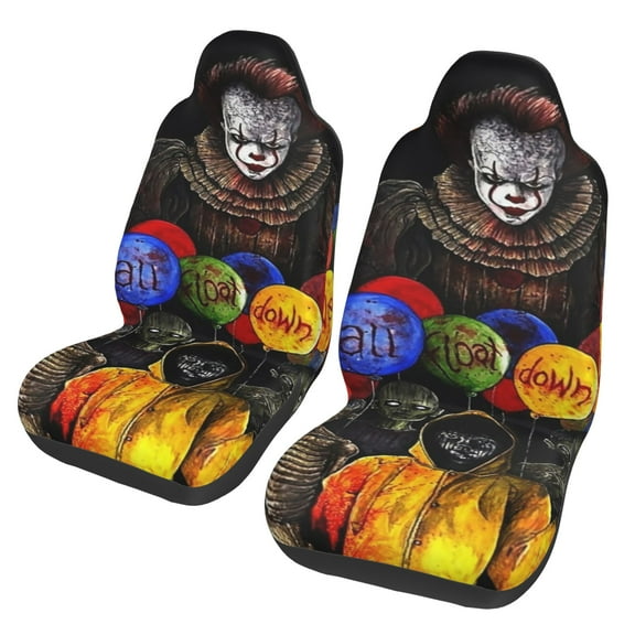 It Pennywise Horror Car Seat Covers Set 2Pcs, Front Seat Covers for Car Truck Sedan SUV Auto, Universal Fit Vehicle Enterior Bucket Seat Protector Car Accessories