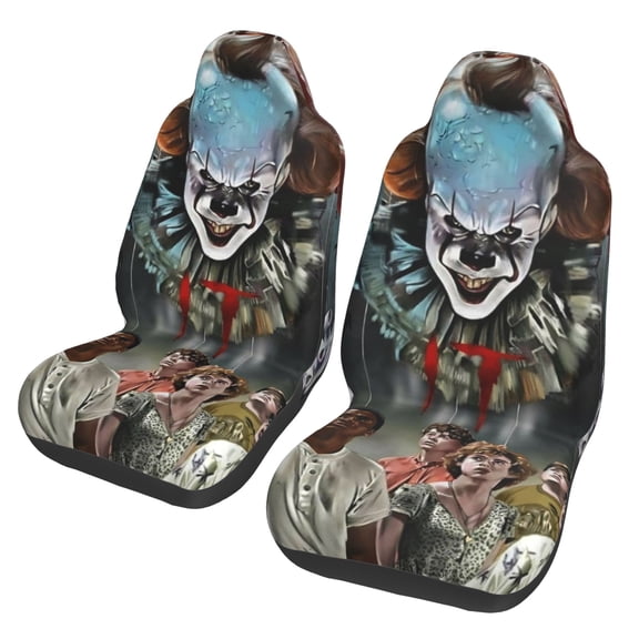 It Pennywise Horror Car Seat Covers Set 2Pcs, Front Seat Covers for Car Truck Sedan SUV Auto, Universal Fit Vehicle Enterior Bucket Seat Protector Car Accessories