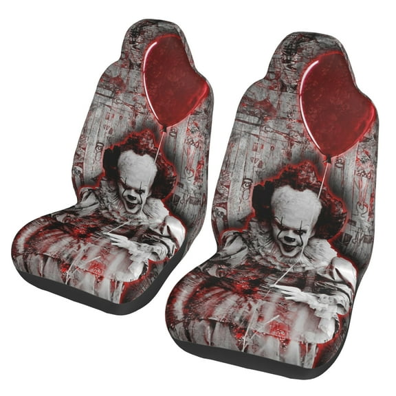 It Pennywise Horror Car Seat Covers Set 2Pcs, Front Seat Covers for Car Truck Sedan SUV Auto, Universal Fit Vehicle Enterior Bucket Seat Protector Car Accessories
