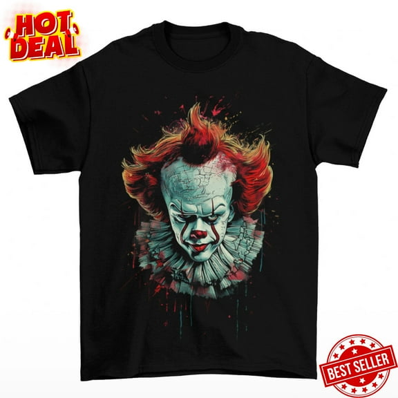 Pennywise IT Clown Horror Movie T-Shirt Funny Scary Halloween Tee Unisex S-5XL