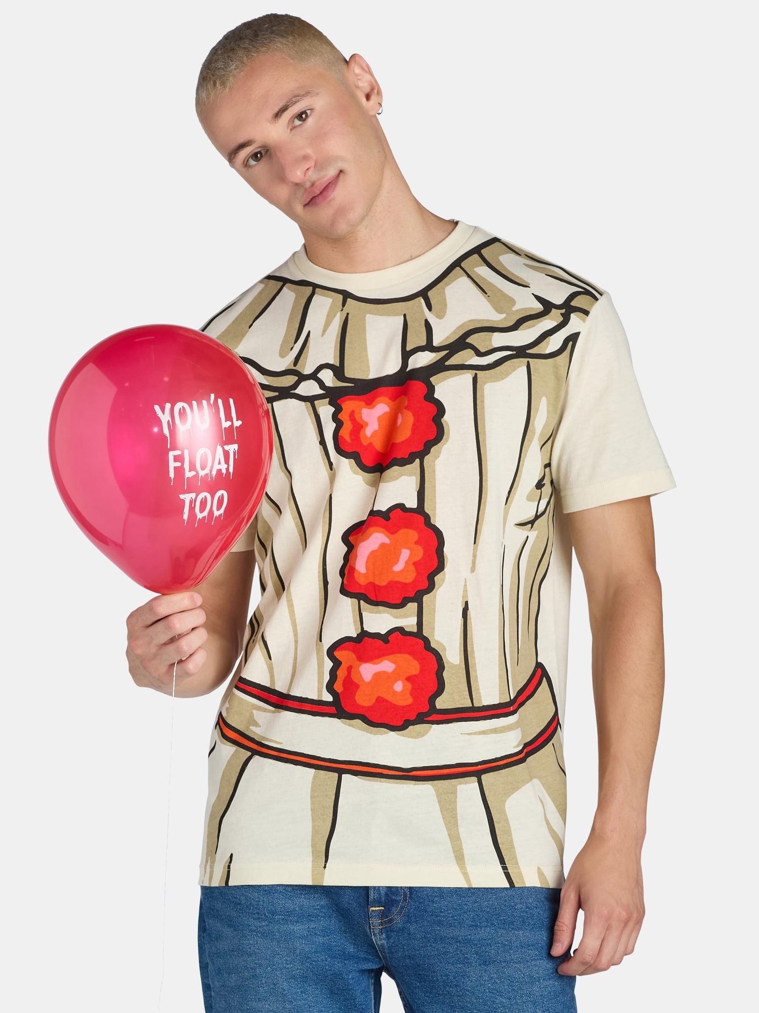 Pennywise IT Men's Halloween Graphic Costume Tee with Short Sleeves, Sizes XS-3XL