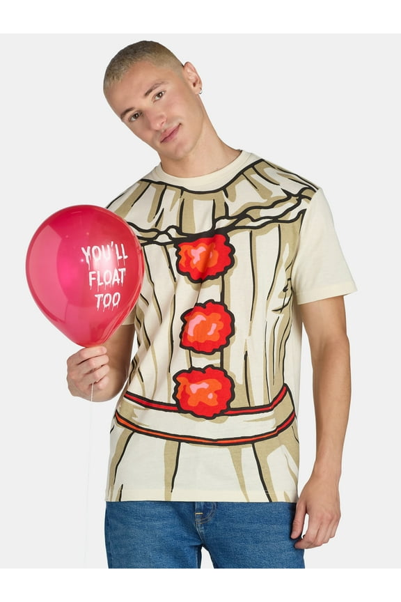 Pennywise IT Men's Halloween Graphic Costume Tee with Short Sleeves, Sizes XS-3XL