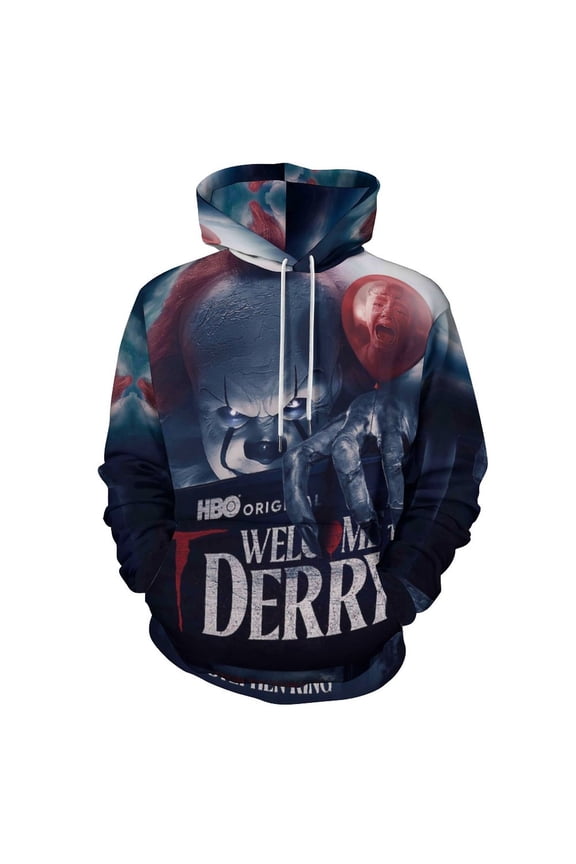 Pennywise Welcome To Derry Adult Sweater Pullover Sweatshirt Hoodies Long Sleeve Hooded Jackets Men Women