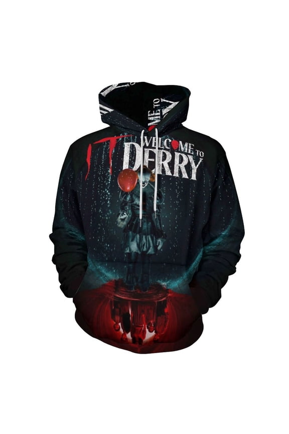 Pennywise Welcome To Derry Adult Sweater Pullover Sweatshirt Hoodies Long Sleeve Hooded Jackets Men Women