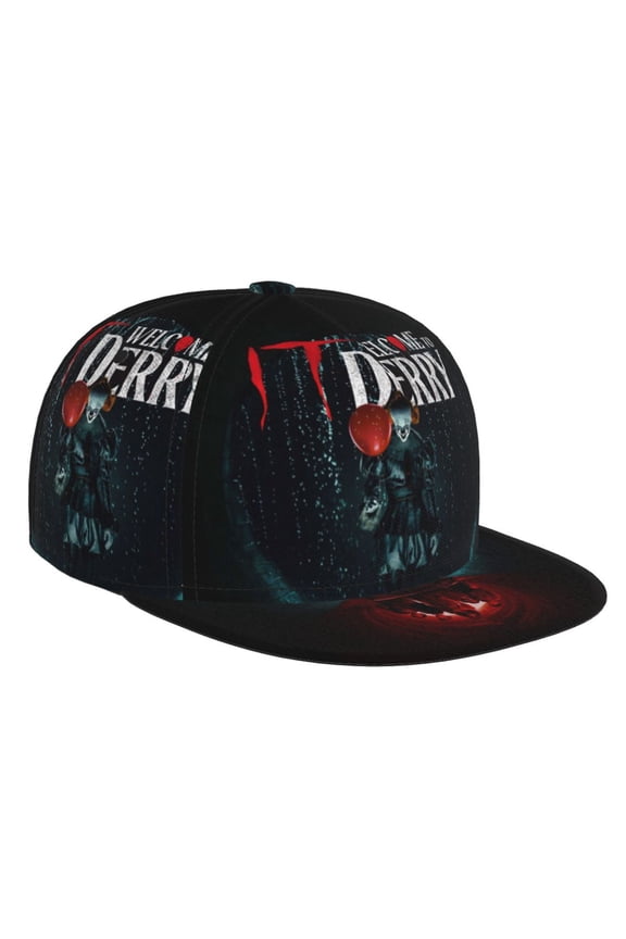 Pennywise Welcome To Derry Flat Brim Bill Baseball Cap Adjustable Hat Hip Hop Caps for Dad Men Women