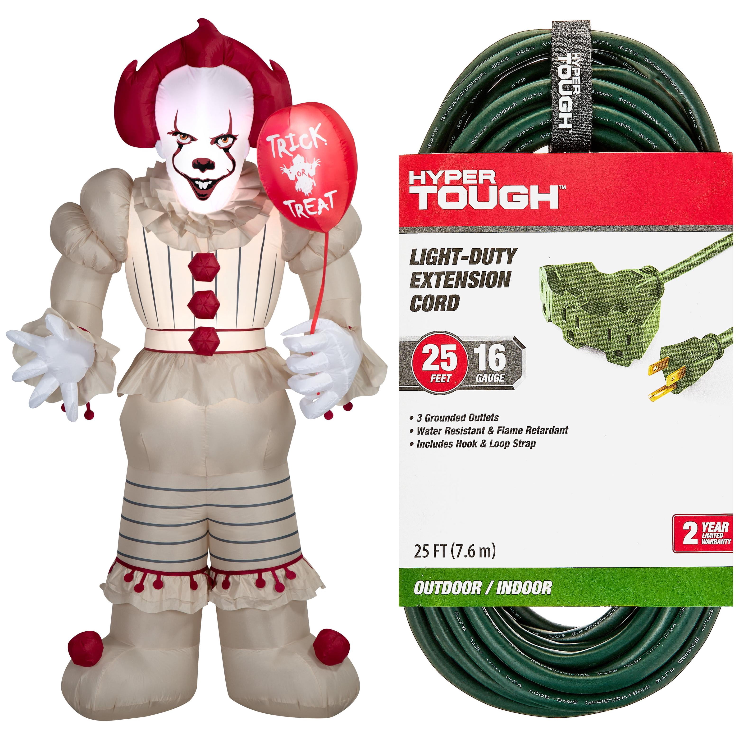 Pennywise Yard Inflatable + Hyper Tough 25FT Tri-Outlet Outdoor Extension Cord