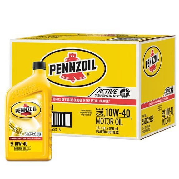 Pennzoil 550022809-12PK 10W-40 Motor Oil - 1 Quart (Pack of 12)