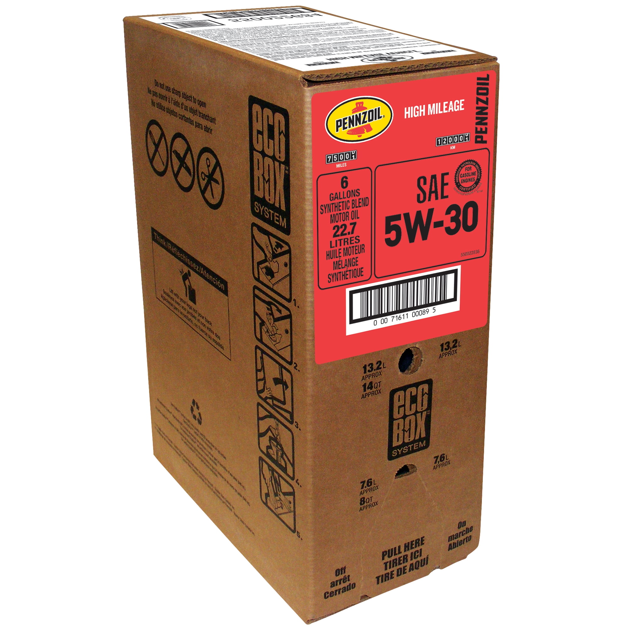 Pennzoil High Mileage 5W-30 Motor Oil Ecobox, 1 Quart -- offer valid for in store oil change only
