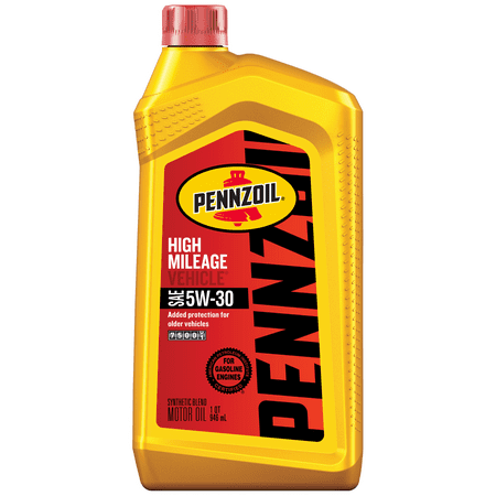 Pennzoil High Mileage Synthetic Blend 5W-30 Motor Oil, 1 Quart