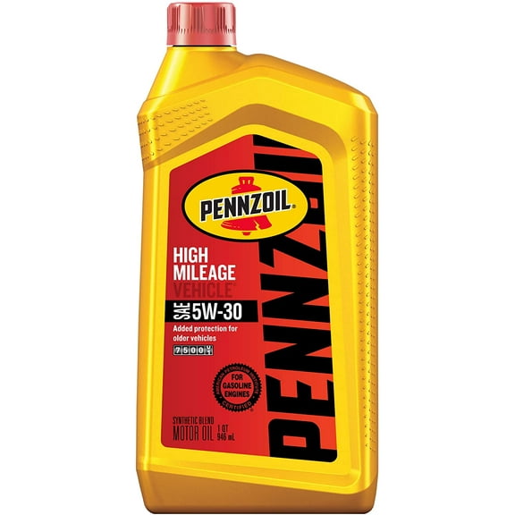 Pennzoil High Mileage Synthetic Blend 5W-30 Motor Oil for Vehicles Over 75K Miles (1-Quart, Case of 6)