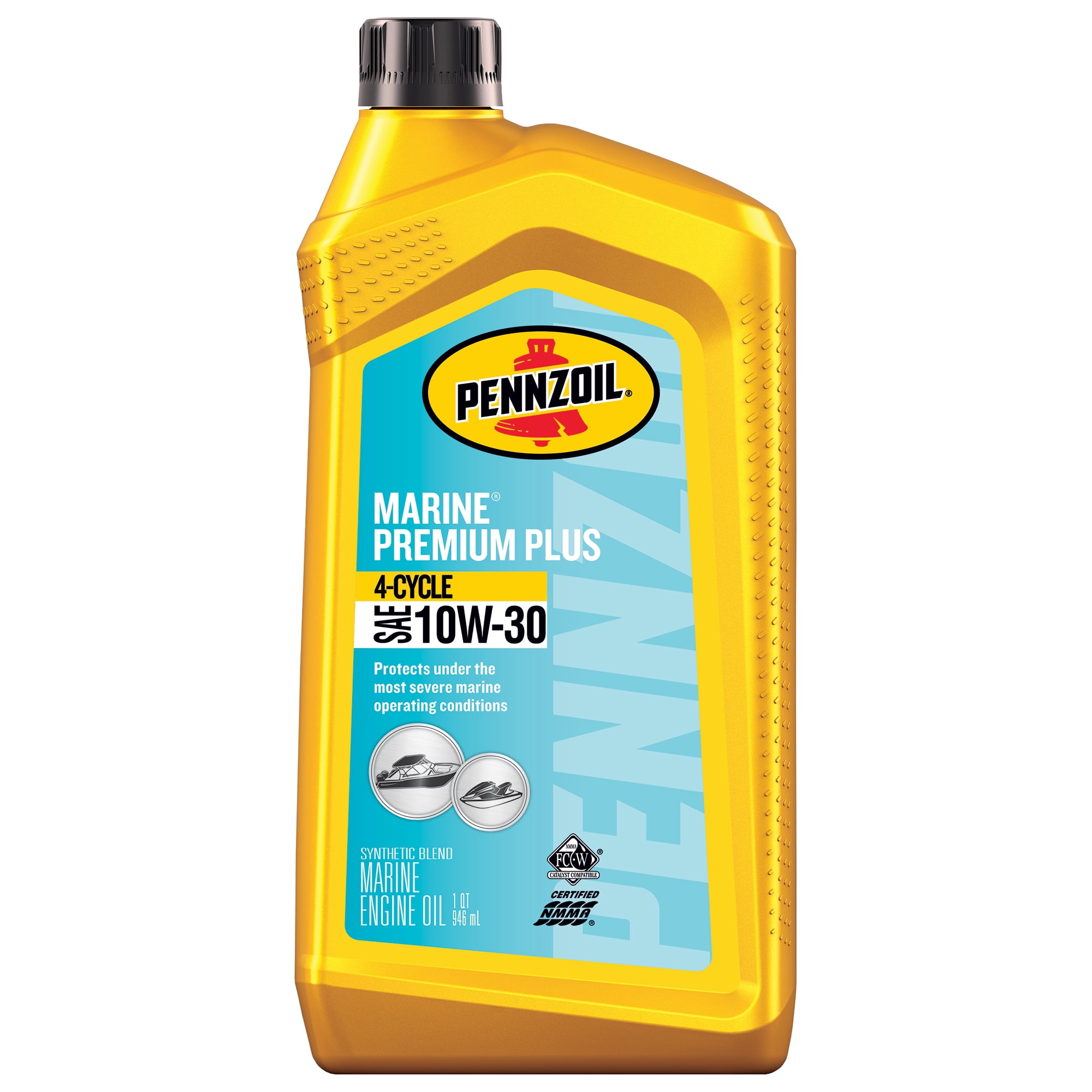 Pennzoil Marine Premium Plus Outboard 4-Cycle 10W-30 Engine Oil, 1 Quart