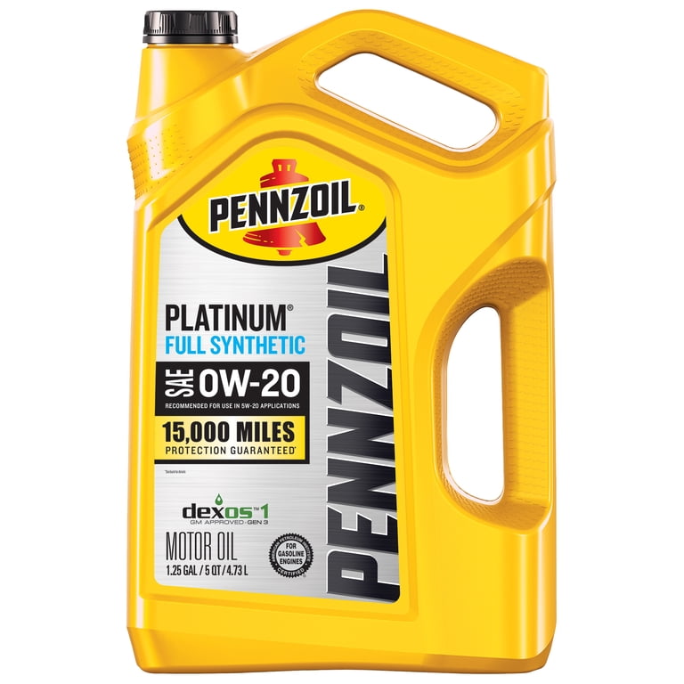 Pennzoil Platinum Full Synthetic 0W-20 Motor Oil, 5-Quart for