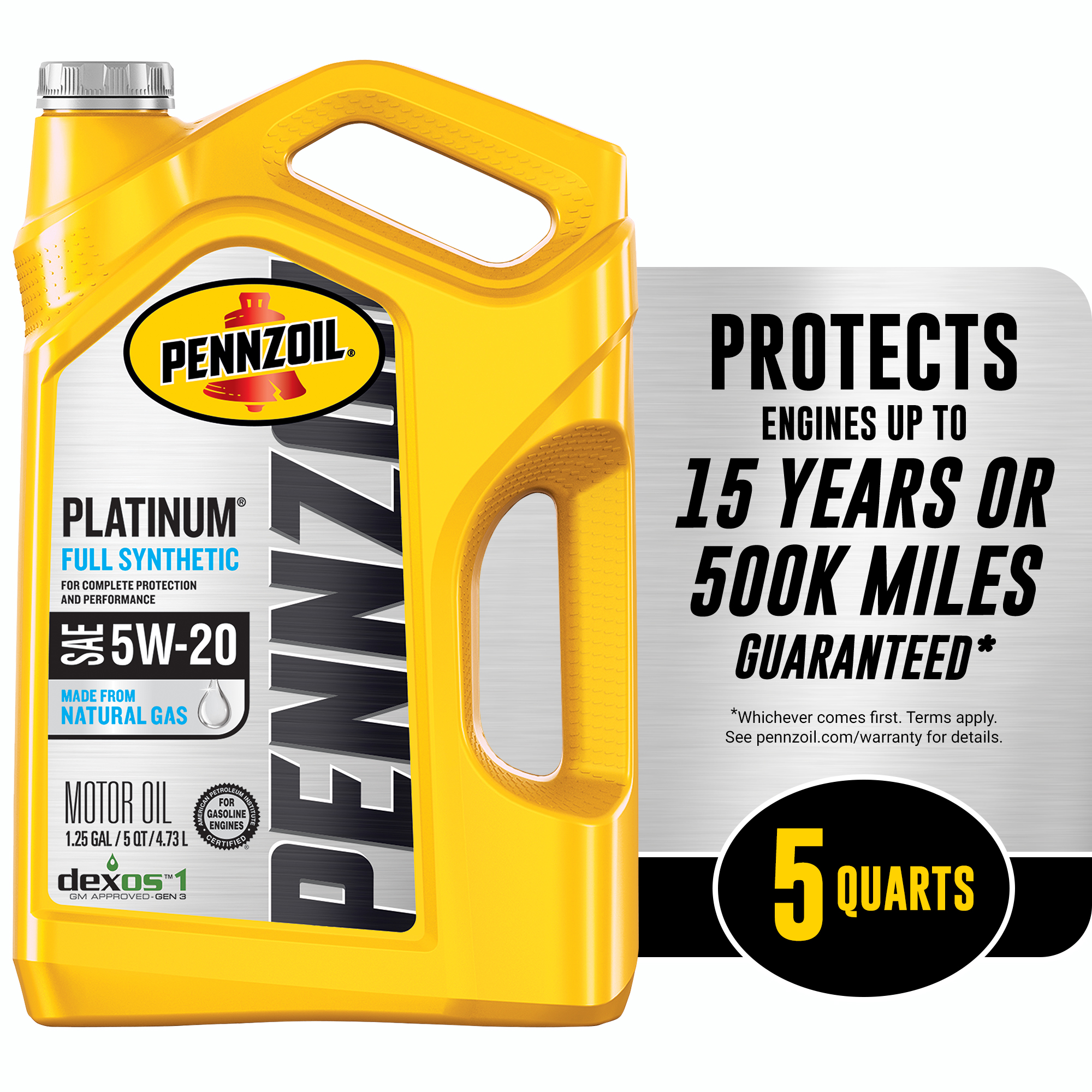 Pennzoil Platinum Full Synthetic 5W-20 Motor Oil, 5-Quart - image 1 of 8