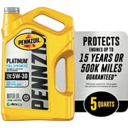 Pennzoil Platinum Full Synthetic 5W-30 Motor Oil, 5-Quart