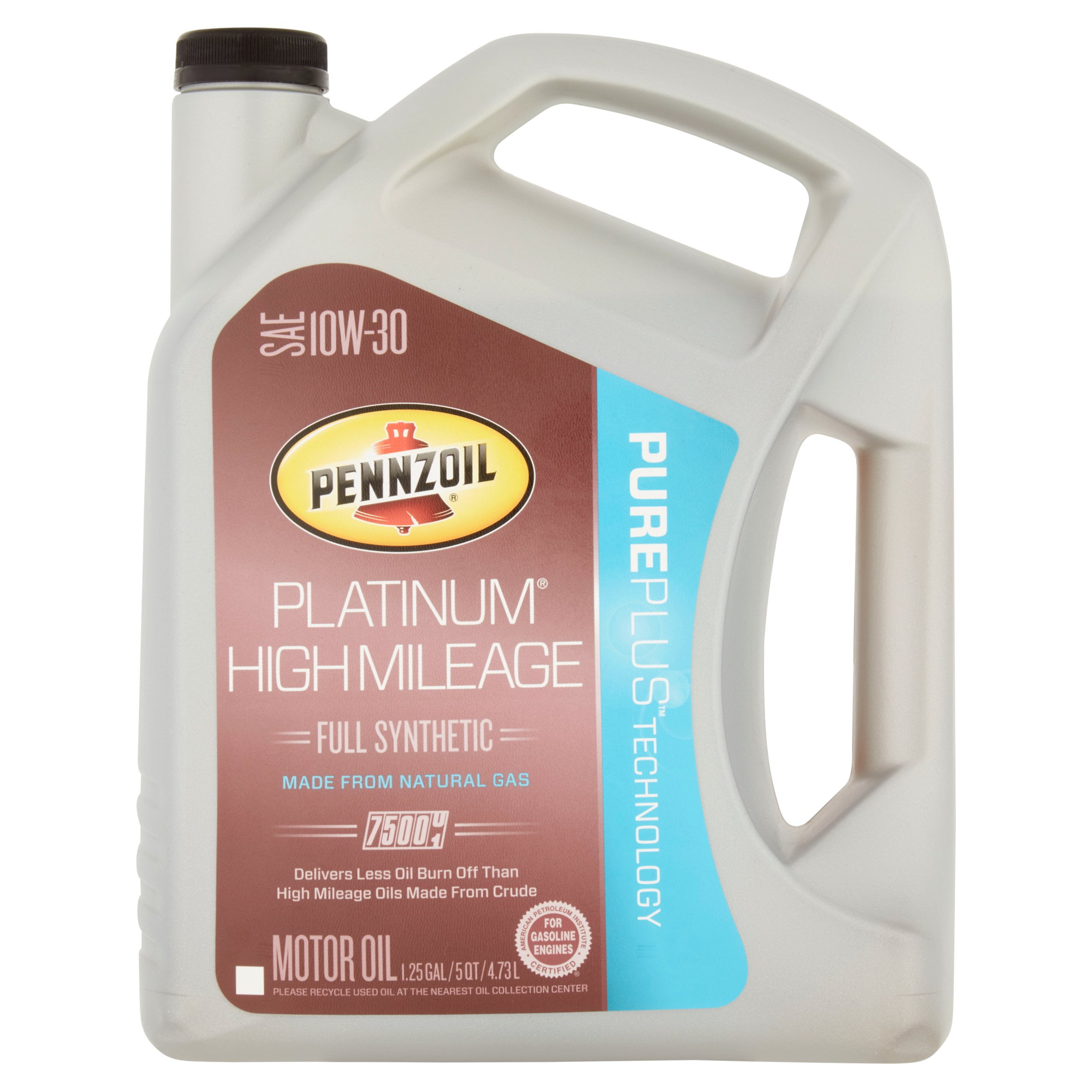 Pennzoil Platinum High Mileage Full Synthetic 10W-30 Motor Oil for Vehicles Over 75K Miles, 5 Quart
