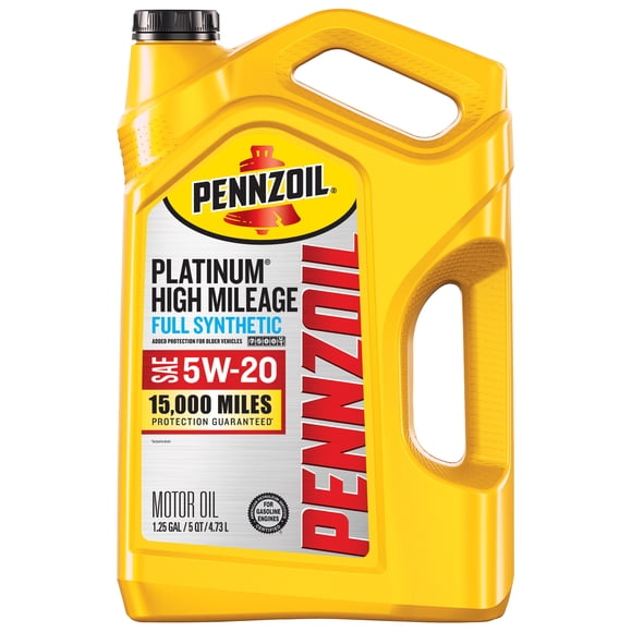 Pennzoil Platinum High Mileage Full Synthetic 5W-20 Motor Oil, 5 Quart