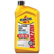Pennzoil Platinum High Mileage Full Synthetic 5W-30 Motor Oil, 1 Quart