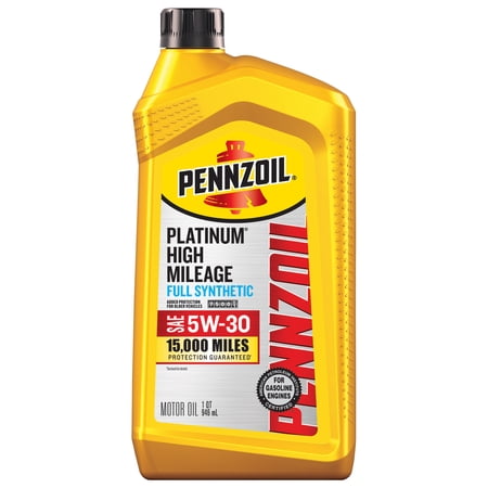 Pennzoil Platinum High Mileage Full Synthetic 5W-30 Motor Oil, 1 Quart