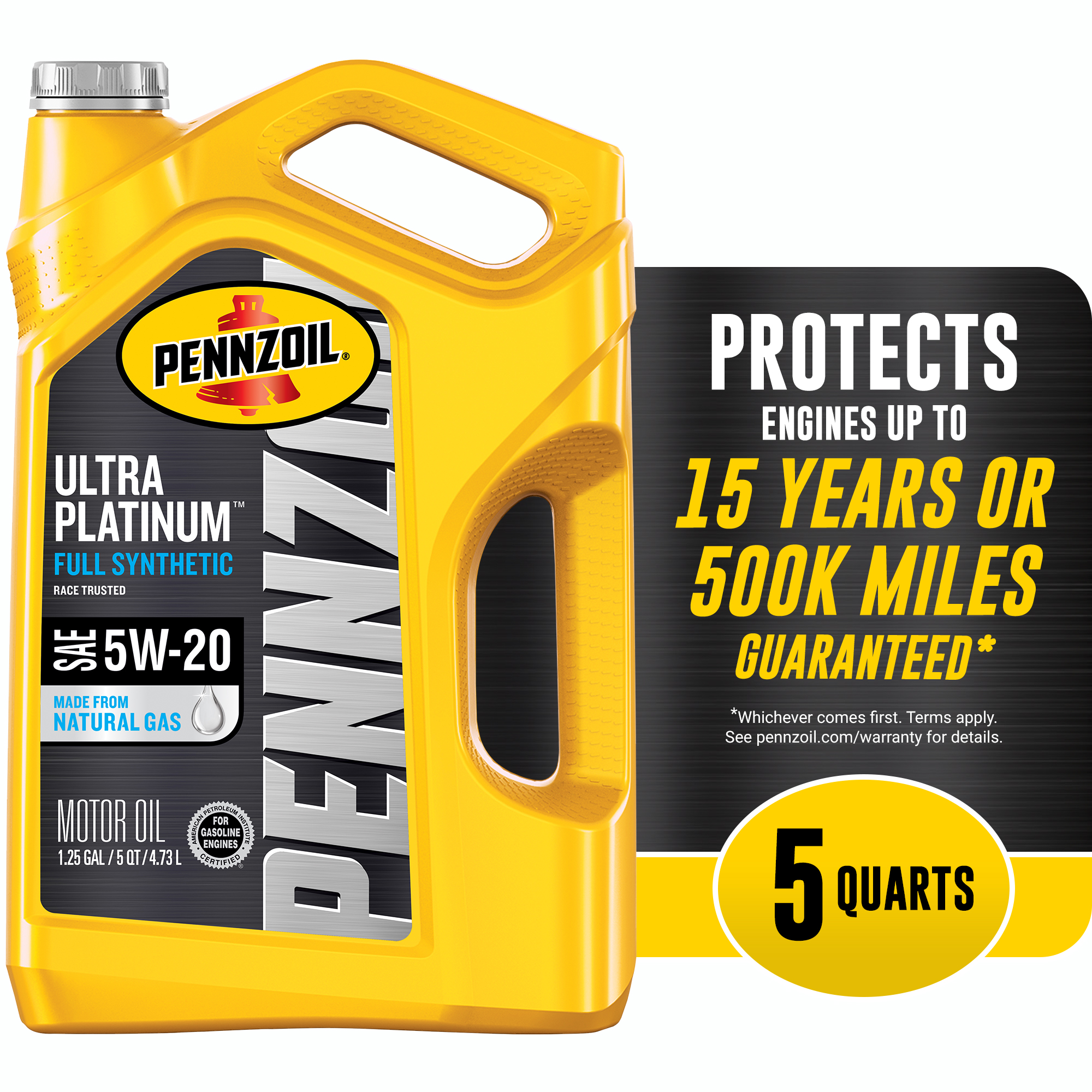 Pennzoil Ultra Platinum 5W-20 Full Synthetic Motor Oil, 5 Quart - image 1 of 7