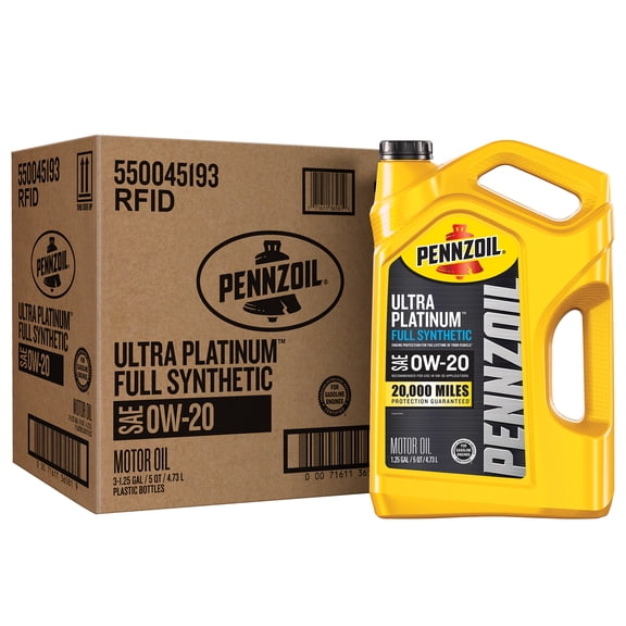 Pennzoil Ultra Platinum Full Synthetic 0W-20 Motor Oil, 5 Quart (3 Pack)