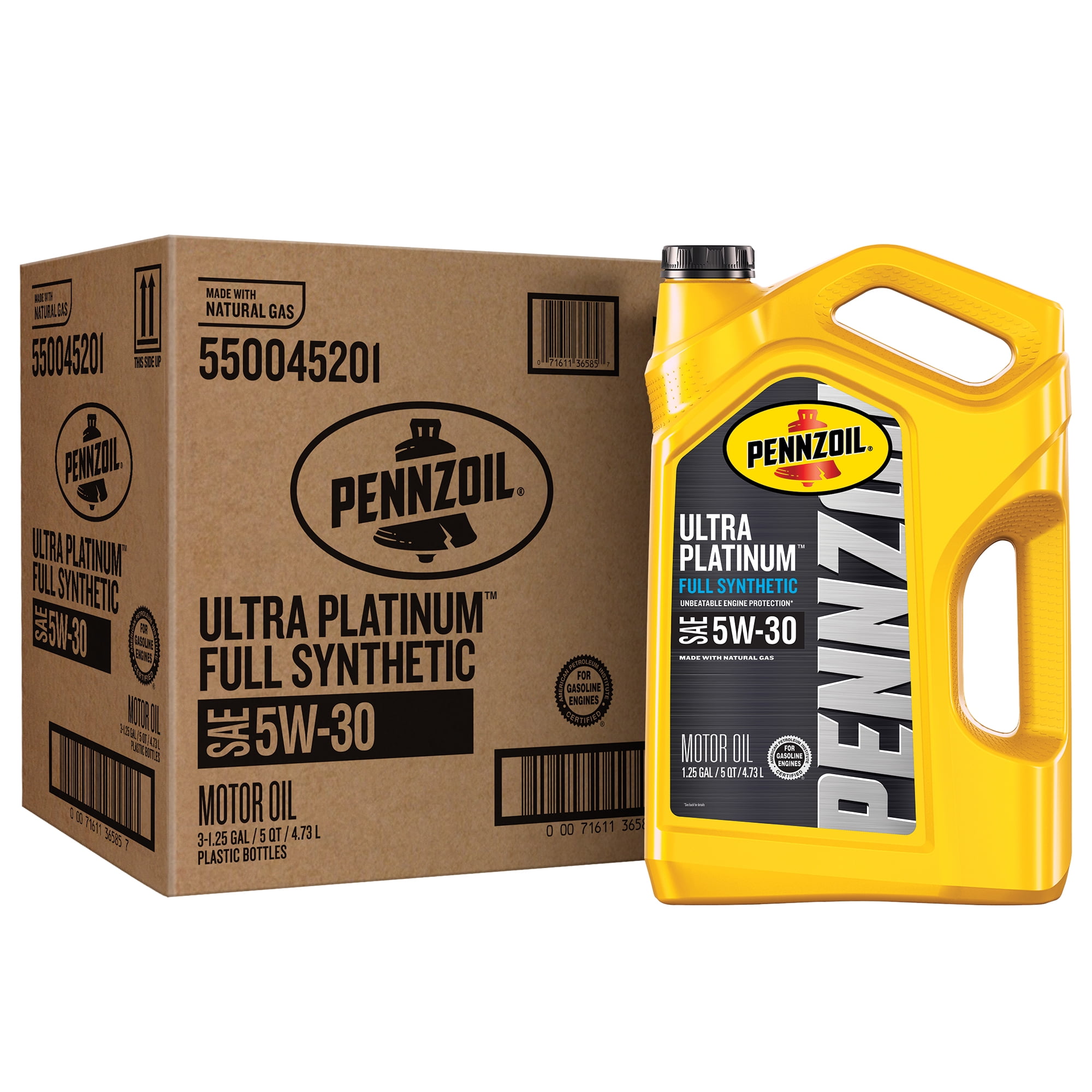 Pennzoil Ultra Platinum Full Synthetic 5W-30 Motor Oil, 5 Quart (3 Pack)