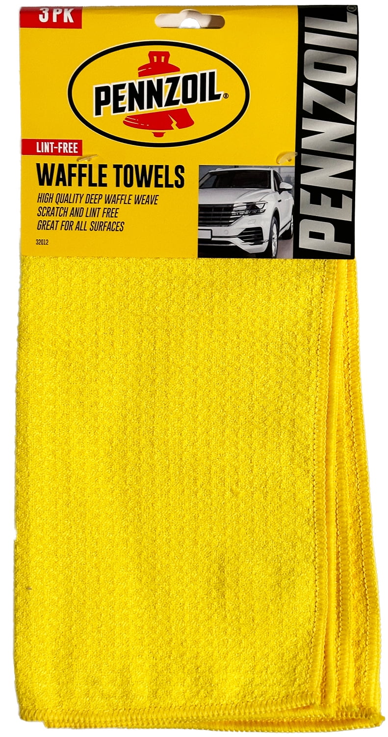 Pennzoil Waffle Towel Ultimate Car Drying Towel, 3 Count
