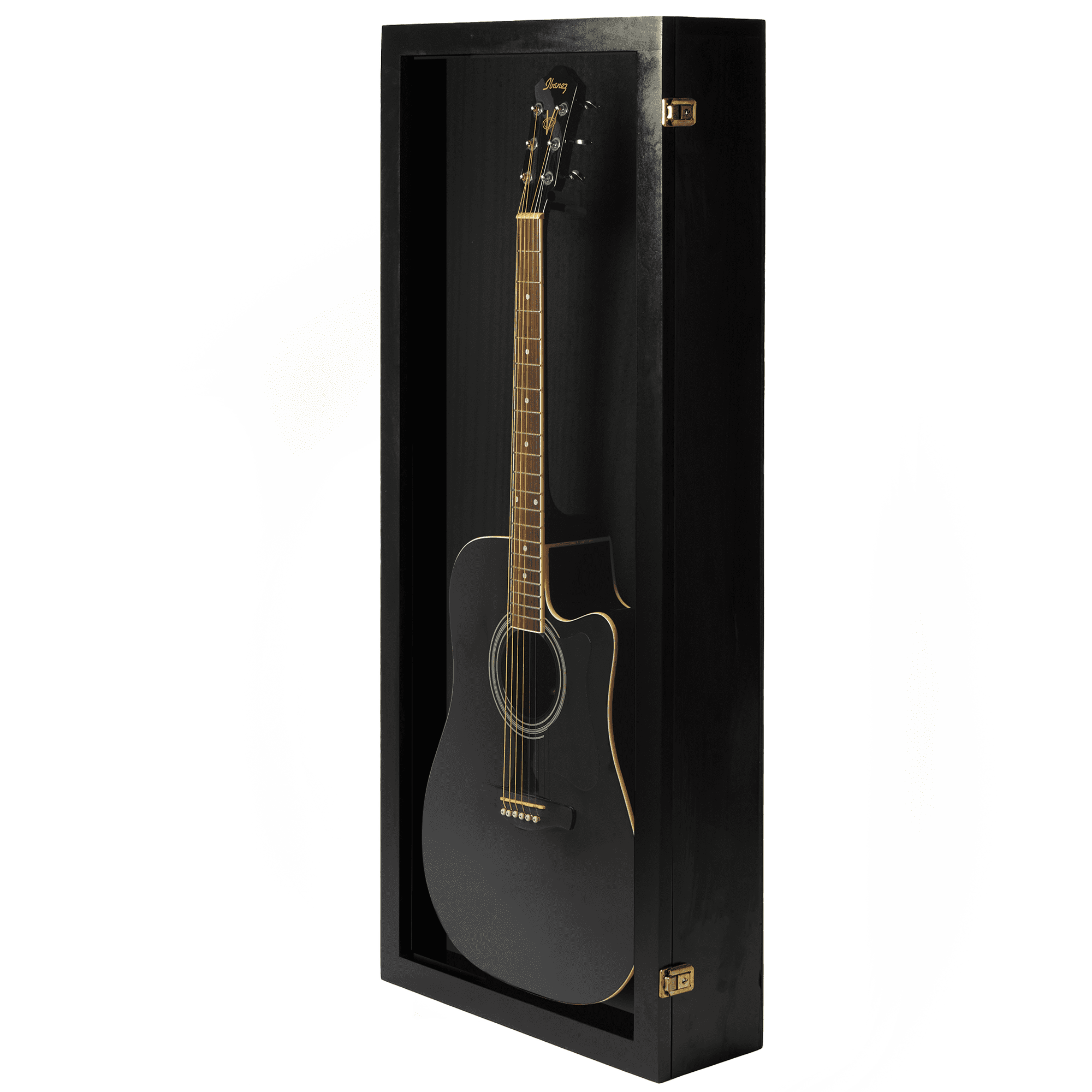 Pennzoni Display Acoustic Guitar Display Case, Clear Acrylic and Hardwood Cabinet, Black