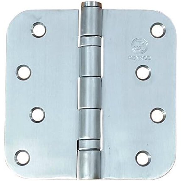 Penrod Stainless Steel Ball Bearing Door Hinges - 4 Inch with 5/8 Inch Radius, Non-Removable Riveted Pin - Security Hinges (3 Pack)$$Tools & Hardware Other