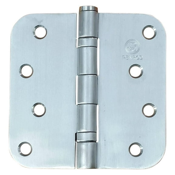 Penrod Stainless Steel Bearing Door Hinges - 4 Inch with 5/8 Inch , Non-Removable Riveted Pin - Security Hinges (3 Pack)