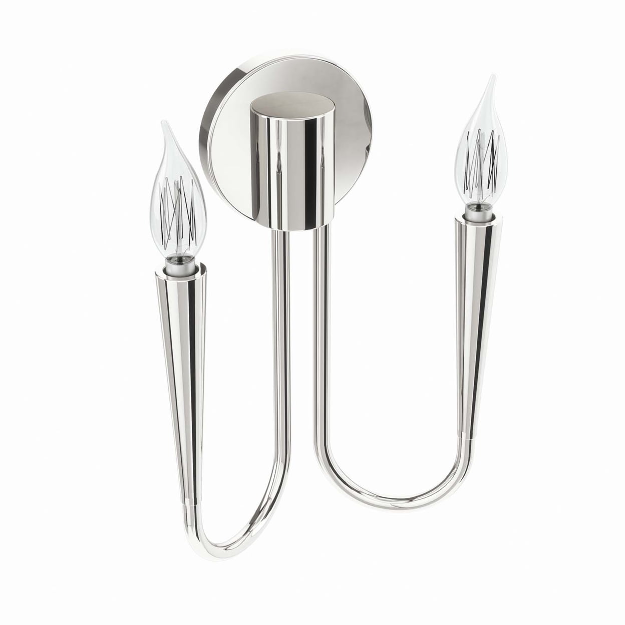 Polished Nickel Modern 2-Light Wall Sconce