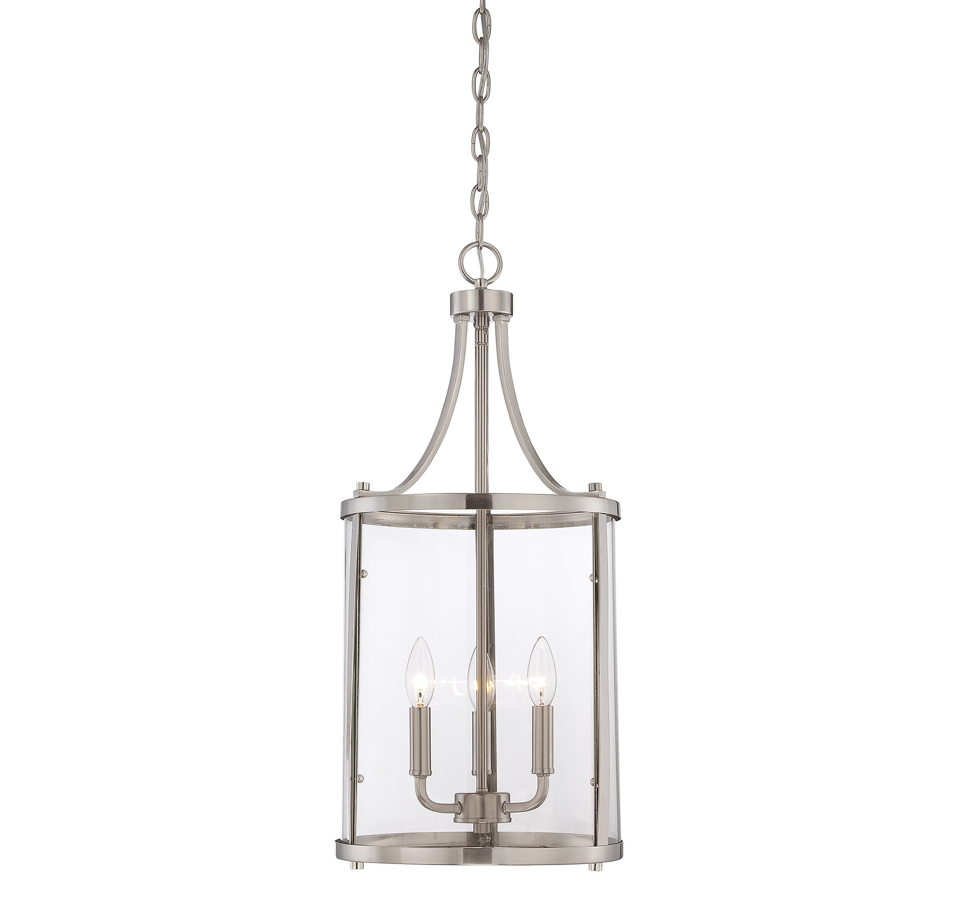 Penrose Satin Nickel 3-Light Clear Glass Chandelier