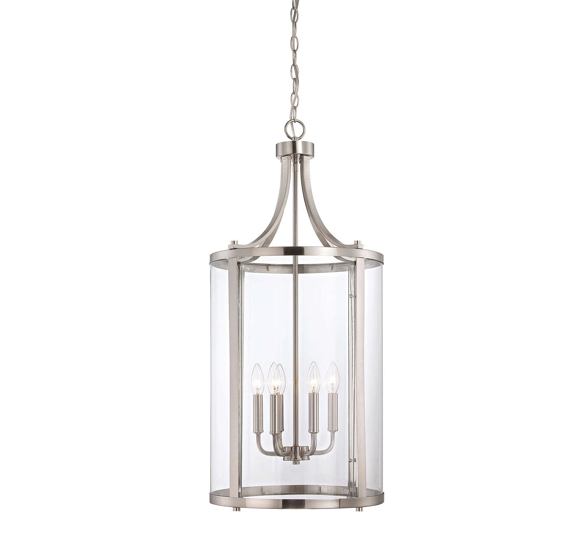 Penrose 6-Light Foyer Lantern in Satin Nickel with Clear Glass
