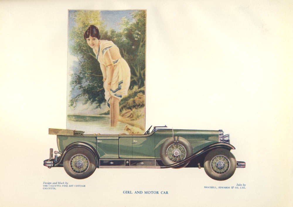 Penrose Annual 1930 Girl and Motor Car Canvas Art - Unknown (18 x 24)