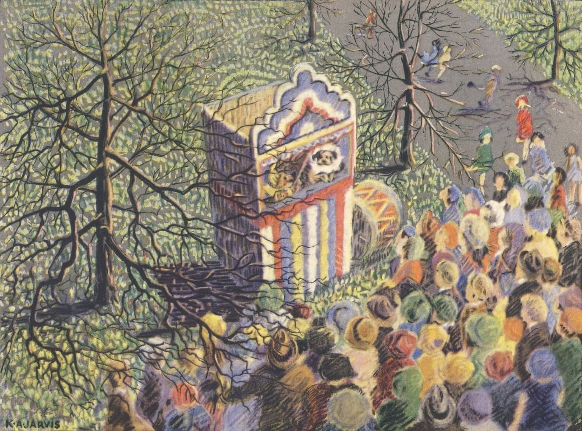Penrose Annual 1930 Punch & Judy Show Canvas Art - KA Jarvis (24 x 36)