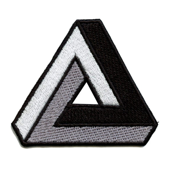 Penrose Monochrome Impossible Triangle Iron on Embroidered Patch