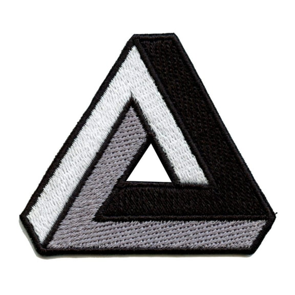 Penrose Monochrome Impossible Triangle Iron on Embroidered Patch