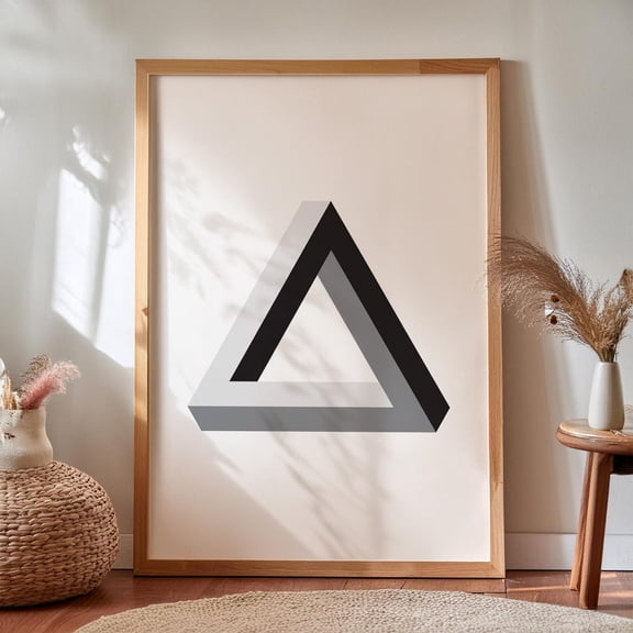 Penrose Triangle Geometry Wall Art Print, Unframed Paper Poster 8x10in