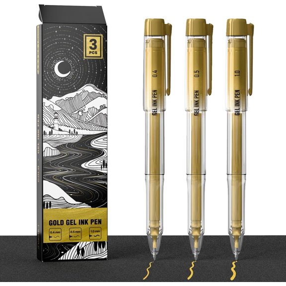 Pens with 0.4mm, 0.5mm & 1.0mm Assorted Tips, Opaque Ink Pens for Writing, Black Paper Journaling, Drawing & DIY Crafts, Ideal Drawing Pens for Artists & Art Supplies, 3 Pack