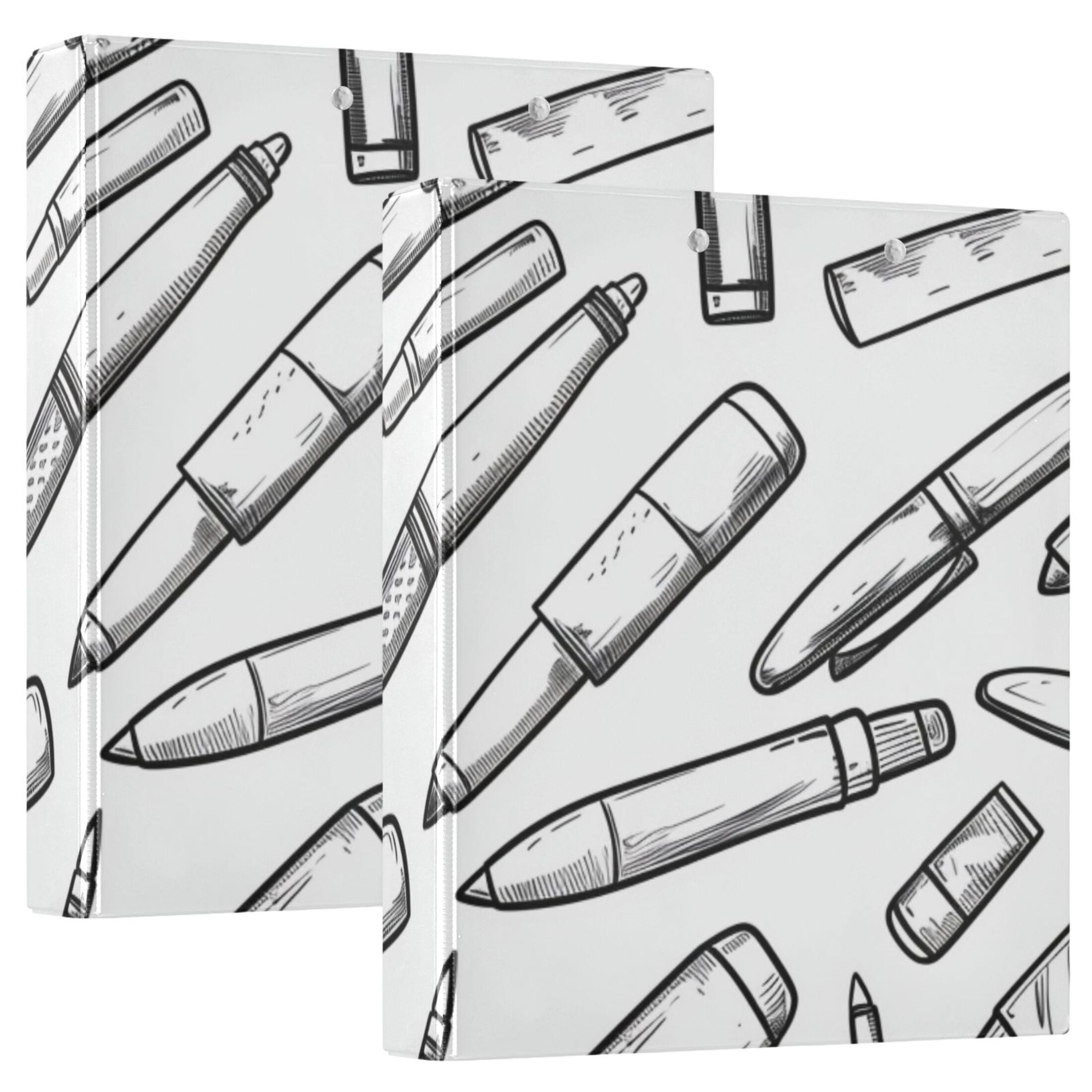 Pens Black 3 Ring Binders 1.5 inch Hardcover File Folders with Interior Pockets A4 Size Organizer for School Office Hospital