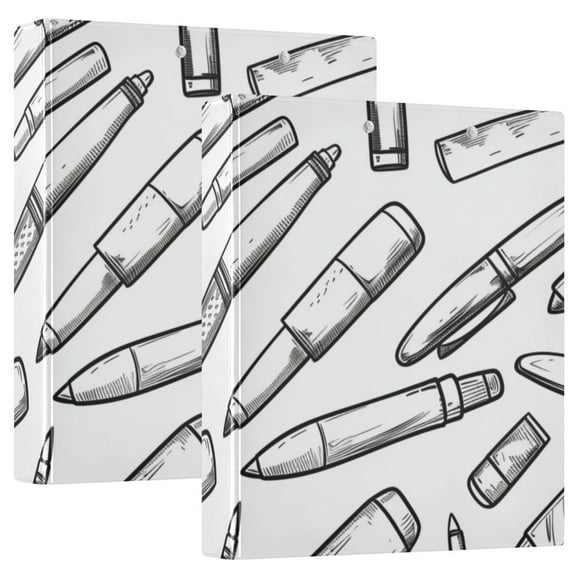 Pens Black 3 Ring Binders 1.5 inch Hardcover File Folders with Interior Pockets A4 Size Organizer for School Office Hospital