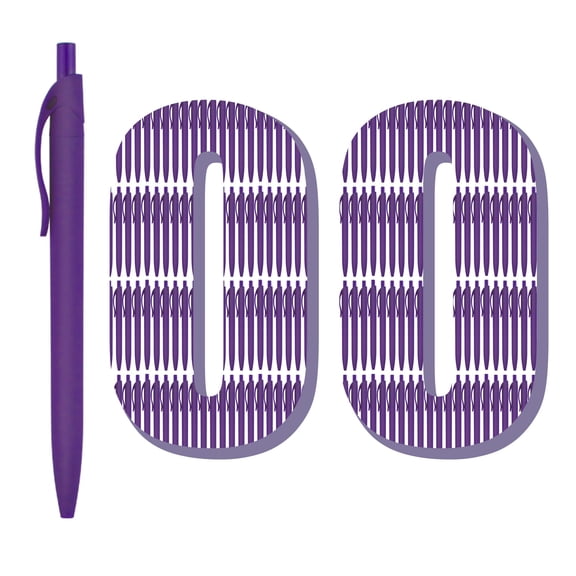 Pens Bulk 100 Pack No Bleed Purple Click Wholesale Retractable Ballpoint Medium Point Smooth Ink 1.0mm Black