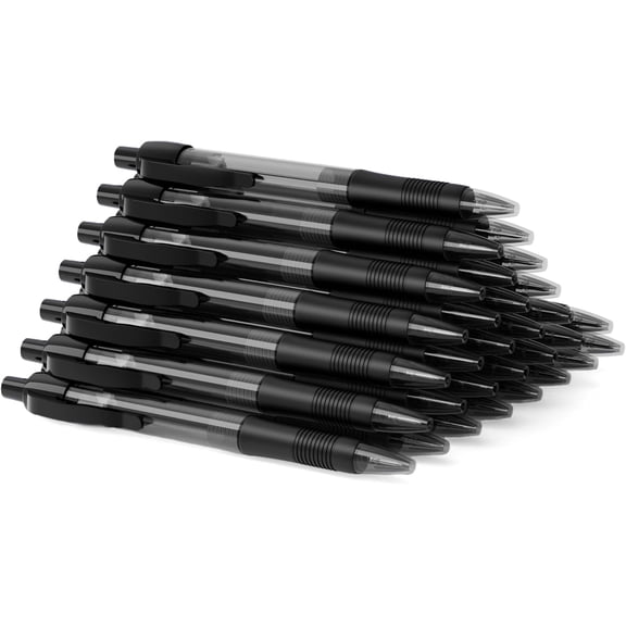 Pens Bulk, 30 Pack No Bleed Black Ink Click Pens with Soft Grip, Wholesale Retractable Ballpoint Pens for Office, Medium Point Smooth 1.0MM