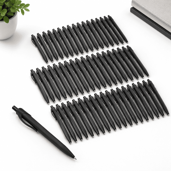Pens Bulk 50 Pack No Bleed Black Ink Click Wholesale Retractable Ballpoint Pen Medium Point Smooth Writing 1.0mm