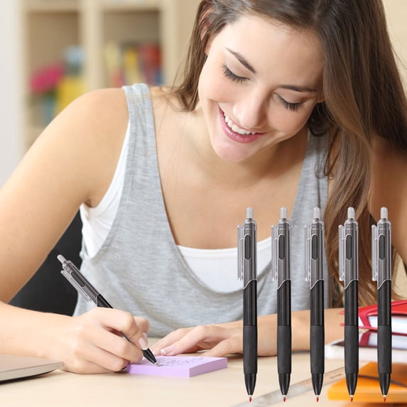 Pens Fine Point 0.5mm Black Ink | Smooth Writing | Non-Slip Frosted Grip | 5 Pack Multicolor | Durable Clip | Office Supplies | Perfect for Journaling, Notes, Gifts