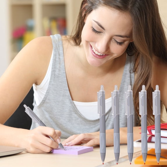 Pens Fine Point 0.5mm Black Ink | Smooth Writing | Non-Slip Frosted Grip | 5 Pack Multicolor | Durable Clip | Office Supplies | Perfect for Journaling, Notes, Gifts