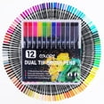 thumbnail image 1 of Pens Fineliner Point Pens Brush Pen Marker 12 Color Tip 0.4mm3mm Art Marker For Sketch Drawing Sketching Coloring Artist Adults With Carry Case Calligraphy Artists 20ml, 1 of 9