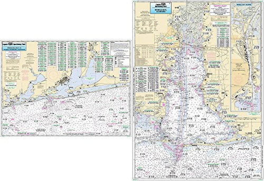 Pensacola, FL & Mobile Bay, AL - Laminated Nautical Navigation ...