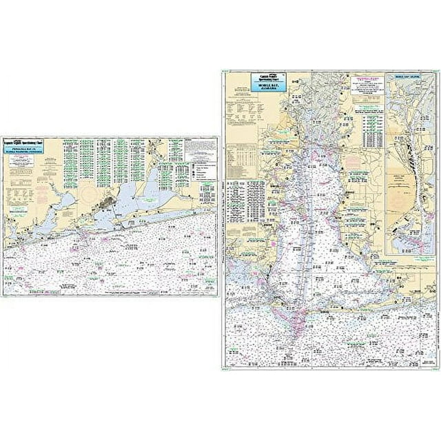 Pensacola, FL & Mobile Bay, AL - Laminated Nautical Navigation ...