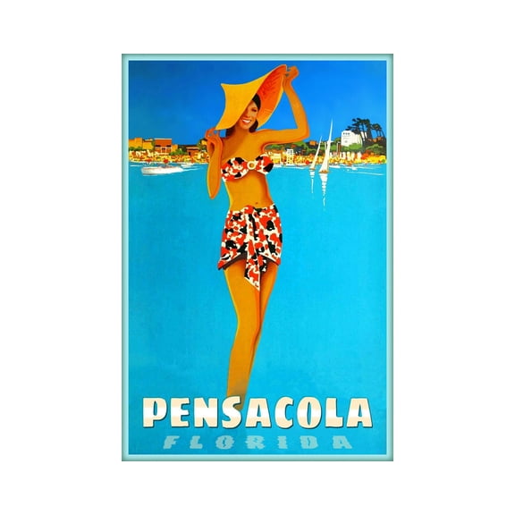 Pensacola Florida Escambia County Gulf Emerald Coast Travel Poster Wall Art Print