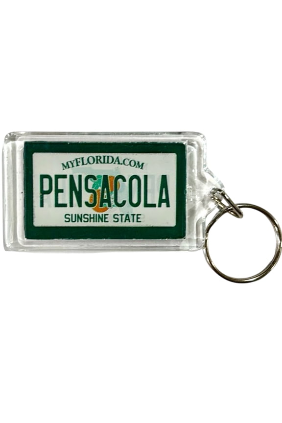 Pensacola Florida License Plate Acrylic Rectangular Souvenir Keychain 2.5" X 1.5"
